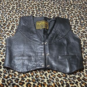 Hudson Leather Vest in Black
